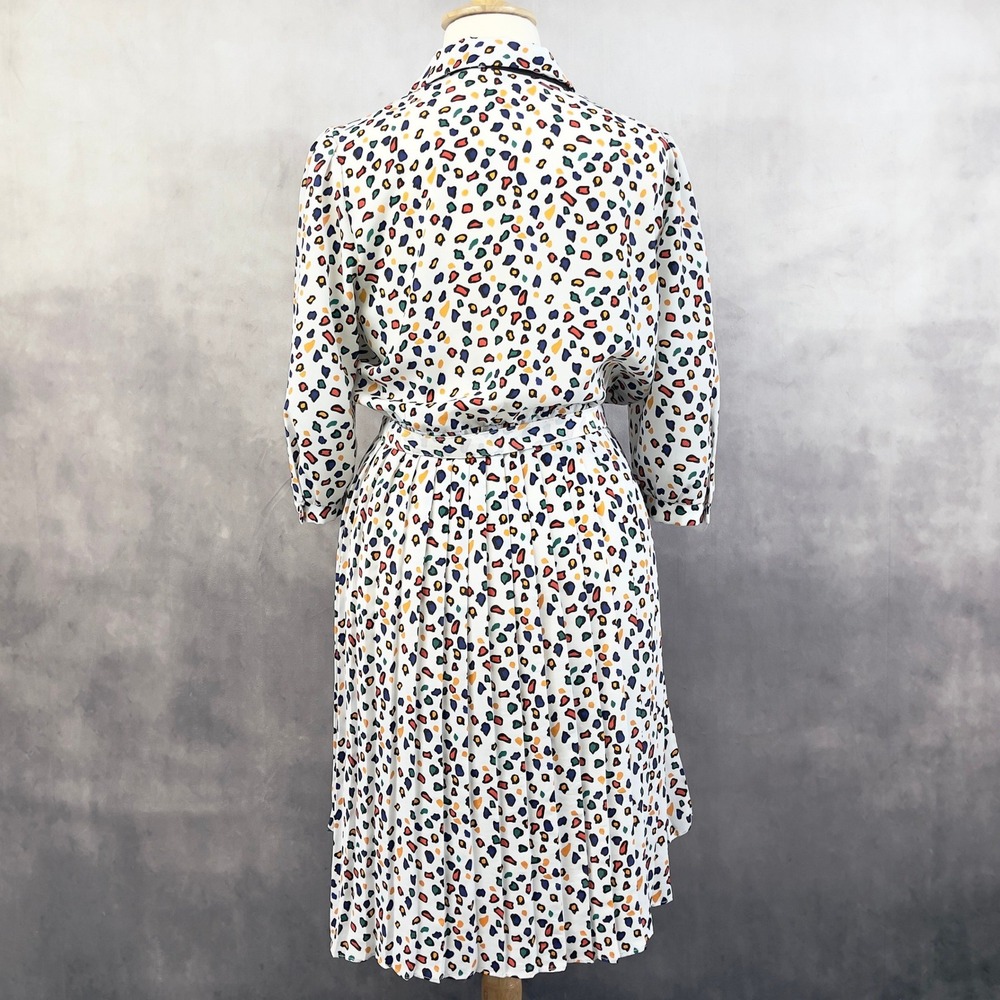 Vtg Breli Originals Abstract Print Dress Women 16 Primary Colors 80s USA Teacher - Picture 2 of 15